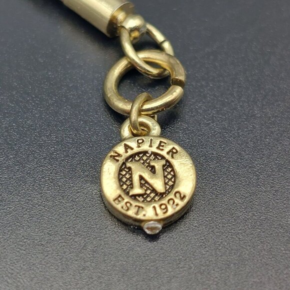 NAPIER Signed Gold Tone & Green Multi Strand Chain Slide Charm Bracelet 8" - Picture 7 of 8